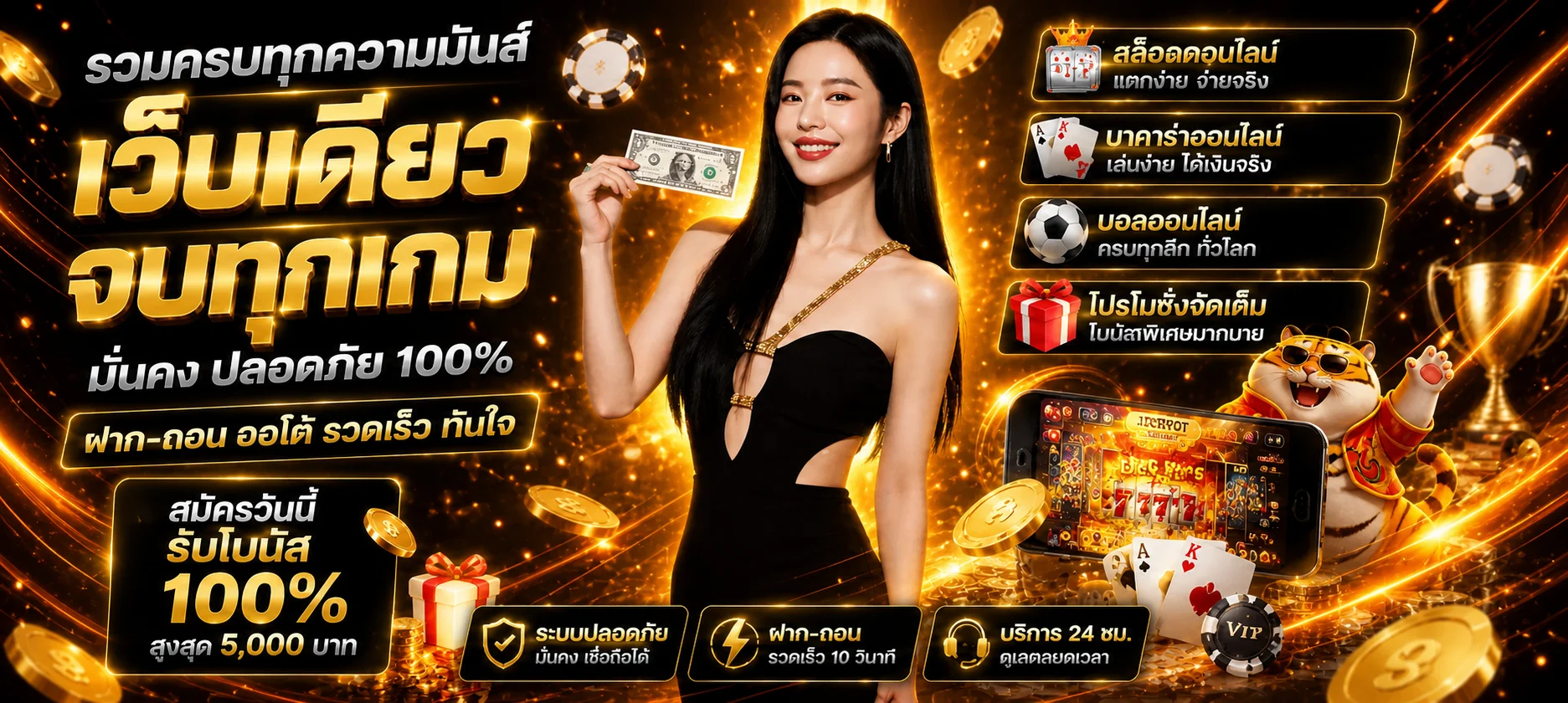 ภาพรวมบริการ UFA428 สล็อต คาสิโน กีฬา และมาสคอตเสือนำโชค